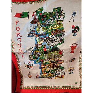 Portugal Map Tea Towel: Bright Souvenir Kitchen Decor